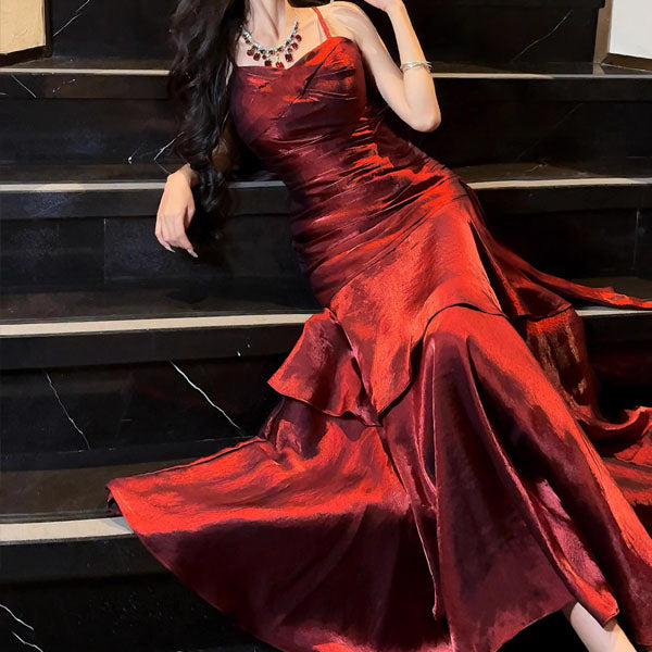 Radiant in Rouge — The Gown That Owns the Room.