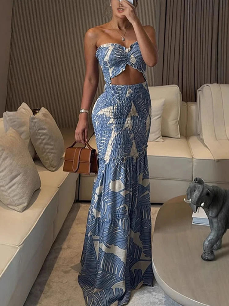 Azure Bloom Cutout Gown