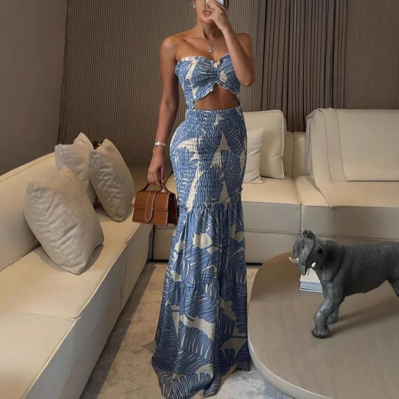 Azure Bloom Cutout Gown