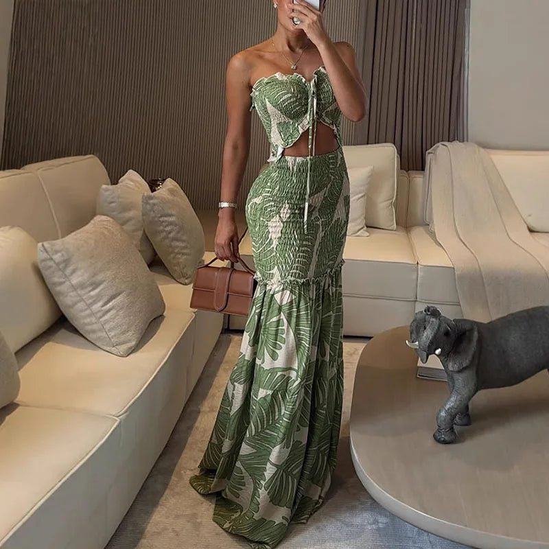 Azure Bloom Cutout Gown