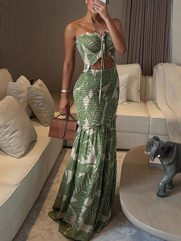 Azure Bloom Cutout Gown