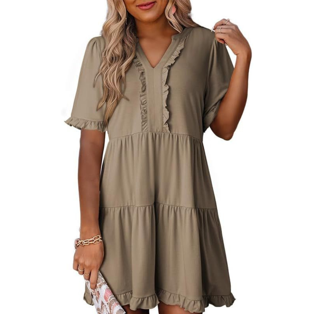 SHAILA™ - Casual V-Neck Mini Dress