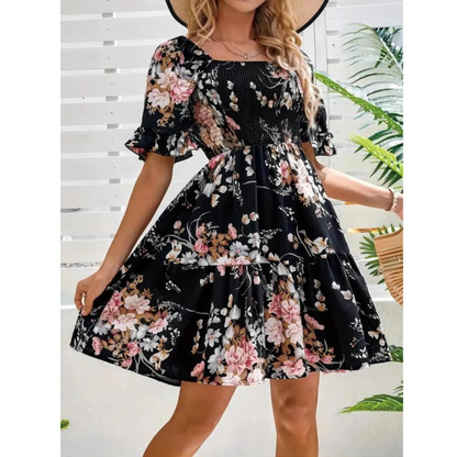 ISOLDE™ – Vintage Floral Flounce Sleeve Summer Dress