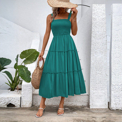 FIORELLE™ – Vintage Frill Hem Shirred Backless Sundress