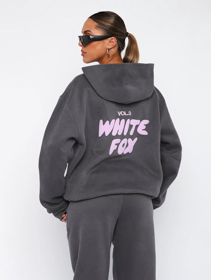 "VIRAL" White Fox Sweat Set